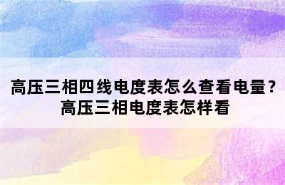 高压三相四线电度表怎么查看电量？ 高压三相电度表怎样看